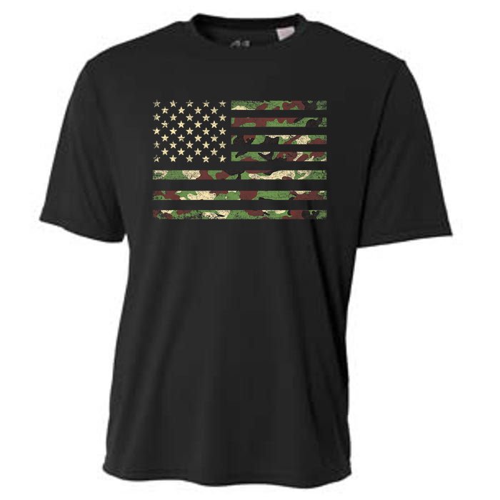 Camo American Flag Usa Military Tactical Camouflage Desert Cooling Performance Crew T-Shirt