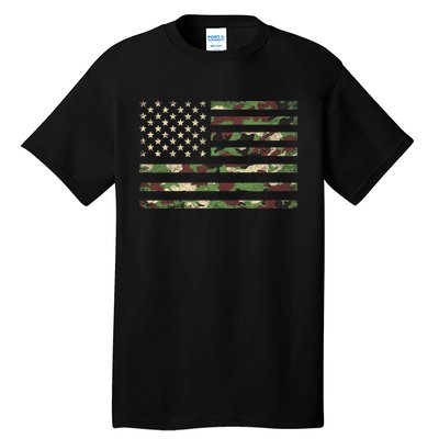 Camo American Flag Usa Military Tactical Camouflage Desert Tall T-Shirt