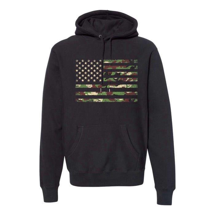 Camo American Flag Usa Military Tactical Camouflage Desert Premium Hoodie