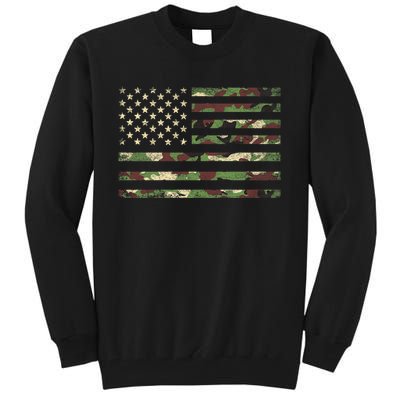 Camo American Flag Usa Military Tactical Camouflage Desert Tall Sweatshirt