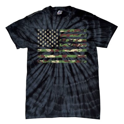 Camo American Flag Usa Military Tactical Camouflage Desert Tie-Dye T-Shirt