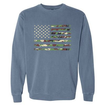 Camo American Flag Usa Military Tactical Camouflage Desert Garment-Dyed Sweatshirt