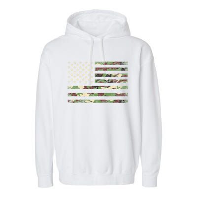 Camo American Flag Usa Military Tactical Camouflage Desert Garment-Dyed Fleece Hoodie