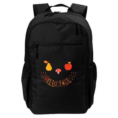 Cute Autumn Face Apple Mushroom Pear And Rain Hello Fall Meaningful Gift Daily Commute Backpack