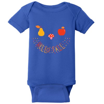 Cute Autumn Face Apple Mushroom Pear And Rain Hello Fall Meaningful Gift Baby Bodysuit