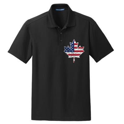 Canadian American Flag - Canada and US Flag Gift Dry Zone Grid Polo