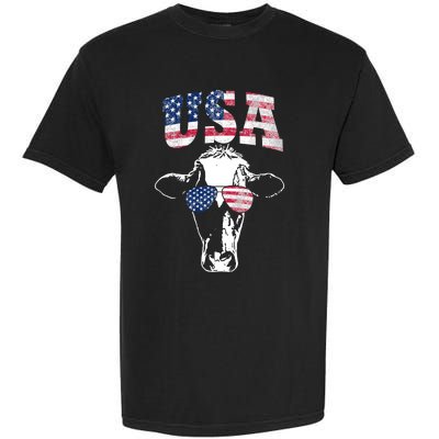 Cow American Flag Cool Funny 4th Of July Usa America Gift Garment-Dyed Heavyweight T-Shirt