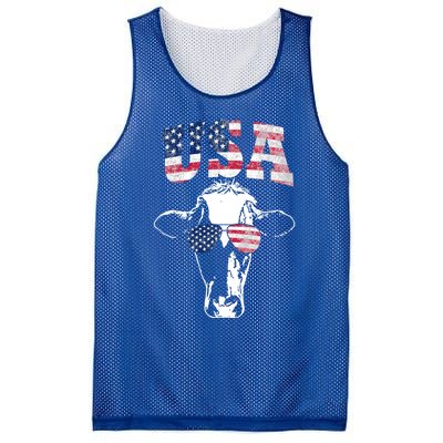 Cow American Flag Cool Funny 4th Of July Usa America Gift Mesh Reversible Basketball Jersey Tank