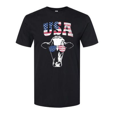 Cow American Flag Cool Funny 4th Of July Usa America Gift Softstyle® CVC T-Shirt