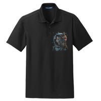 Cat Astronaut Funny Animal Design Dry Zone Grid Polo