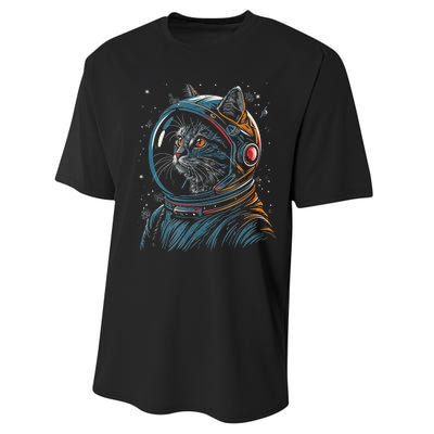 Cat Astronaut Funny Animal Design Performance Sprint T-Shirt