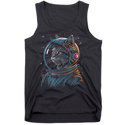 Cat Astronaut Funny Animal Design Tank Top