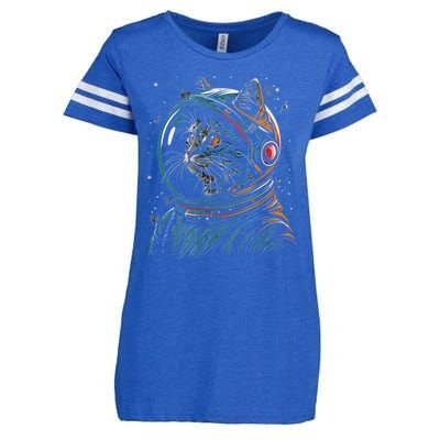 Cat Astronaut Funny Animal Design Enza Ladies Jersey Football T-Shirt