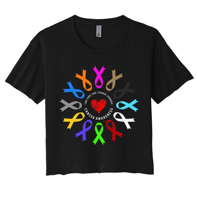 Cancer Awareness Fight Cancer Ribbon Crop Top