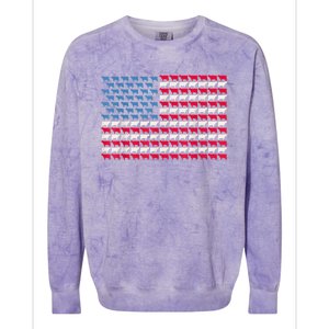 Cow American Flag Heifer Us 4th Of July Farm Cattle Usa Gift Colorblast Crewneck Sweatshirt