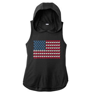 Cow American Flag Heifer Us 4th Of July Farm Cattle Usa Gift Ladies PosiCharge Tri-Blend Wicking Draft Hoodie Tank