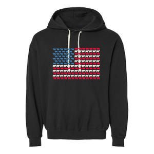 Cow American Flag Heifer Us 4th Of July Farm Cattle Usa Gift Garment-Dyed Fleece Hoodie