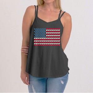 Cow American Flag Heifer Us 4th Of July Farm Cattle Usa Gift Women's Strappy Tank