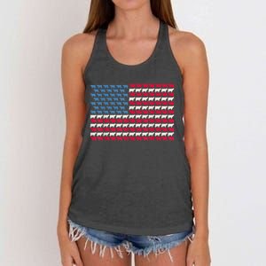 Cow American Flag Heifer Us 4th Of July Farm Cattle Usa Gift Women's Knotted Racerback Tank