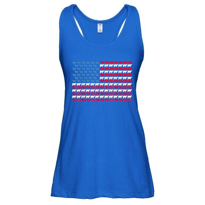 Cow American Flag Heifer Us 4th Of July Farm Cattle Usa Gift Ladies Essential Flowy Tank