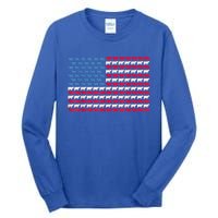 Cow American Flag Heifer Us 4th Of July Farm Cattle Usa Gift Tall Long Sleeve T-Shirt