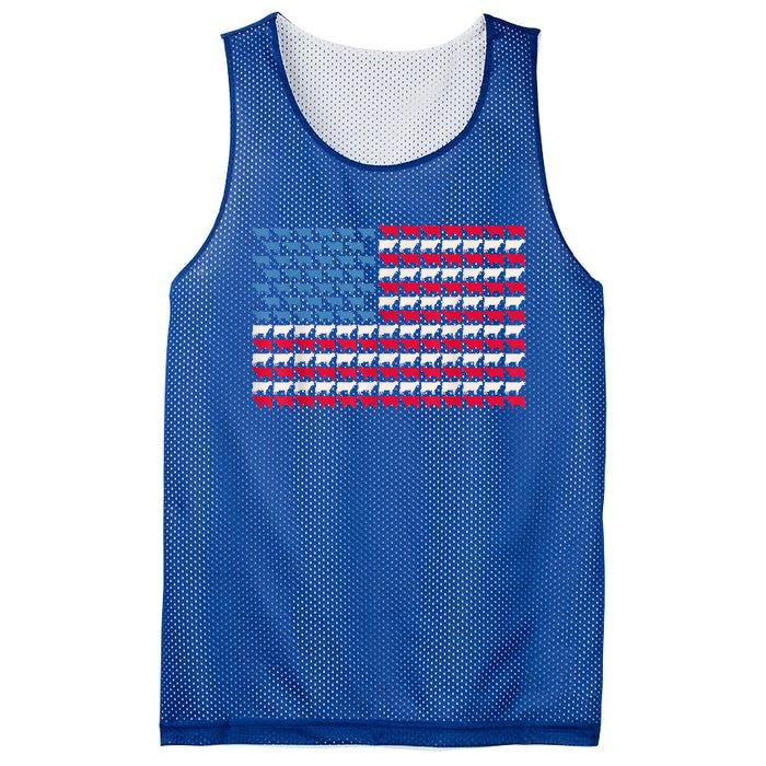 Cow American Flag Heifer Us 4th Of July Farm Cattle Usa Gift Mesh Reversible Basketball Jersey Tank