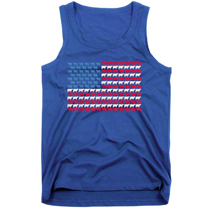 Cow American Flag Heifer Us 4th Of July Farm Cattle Usa Gift Tank Top