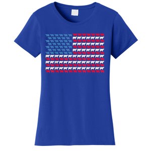 Cow American Flag Heifer Us 4th Of July Farm Cattle Usa Gift Women's T-Shirt