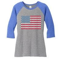 Cow American Flag Heifer Us 4th Of July Farm Cattle Usa Gift Women's Tri-Blend 3/4-Sleeve Raglan Shirt