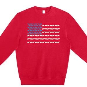 Cow American Flag Heifer Us 4th Of July Farm Cattle Usa Gift Premium Crewneck Sweatshirt