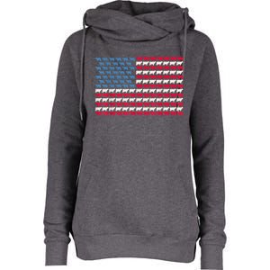 Cow American Flag Heifer Us 4th Of July Farm Cattle Usa Gift Womens Funnel Neck Pullover Hood