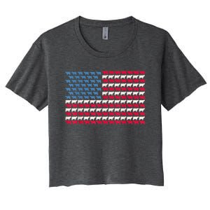 Cow American Flag Heifer Us 4th Of July Farm Cattle Usa Gift Women's Crop Top Tee