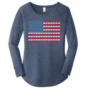 Cow American Flag Heifer Us 4th Of July Farm Cattle Usa Gift Women's Perfect Tri Tunic Long Sleeve Shirt