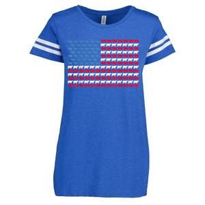 Cow American Flag Heifer Us 4th Of July Farm Cattle Usa Gift Enza Ladies Jersey Football T-Shirt