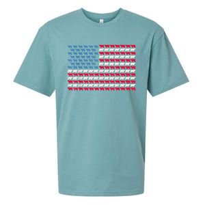 Cow American Flag Heifer Us 4th Of July Farm Cattle Usa Gift Sueded Cloud Jersey T-Shirt