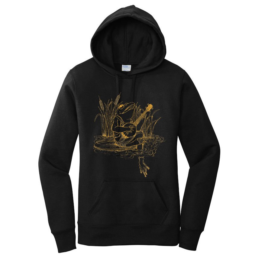 Cottagecore Aesthetic Frog Playing Banjo Cute Women's Pullover Hoodie