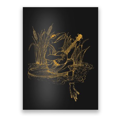 Cottagecore Aesthetic Frog Playing Banjo Cute Poster