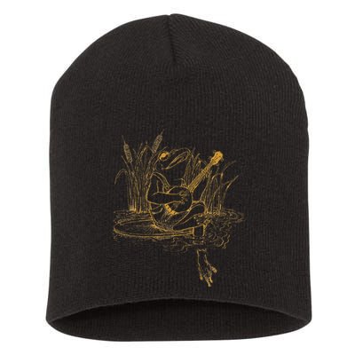 Cottagecore Aesthetic Frog Playing Banjo Cute Short Acrylic Beanie