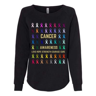 Cancer Awareness Fight Cancer In All Ribbon Color Supporter Womens California Wash Sweatshirt