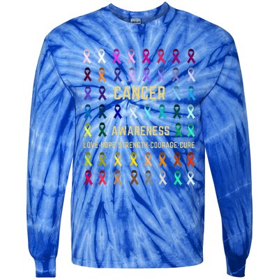 Cancer Awareness Fight Cancer In All Ribbon Color Supporter Tie-Dye Long Sleeve Shirt