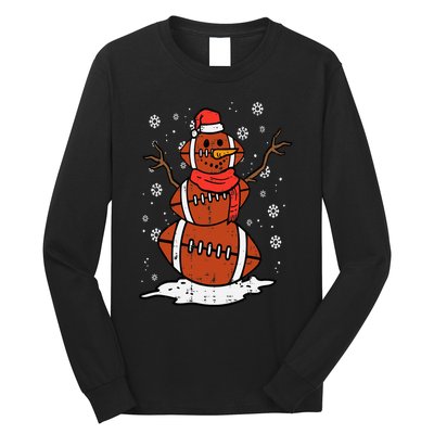 Christmas American Football Snowman Xmas Sport Long Sleeve Shirt