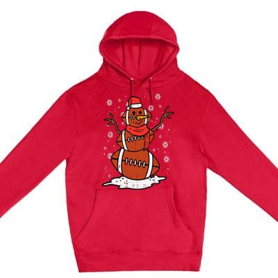 Christmas American Football Snowman Xmas Sport Premium Pullover Hoodie