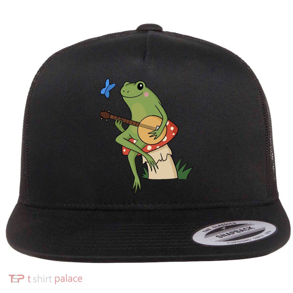Cottagecore Aesthetic Frog Banjo Flatbill Hat