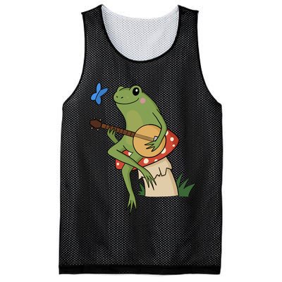Cottagecore Aesthetic Frog Banjo Mesh Reversible Basketball Jersey Tank