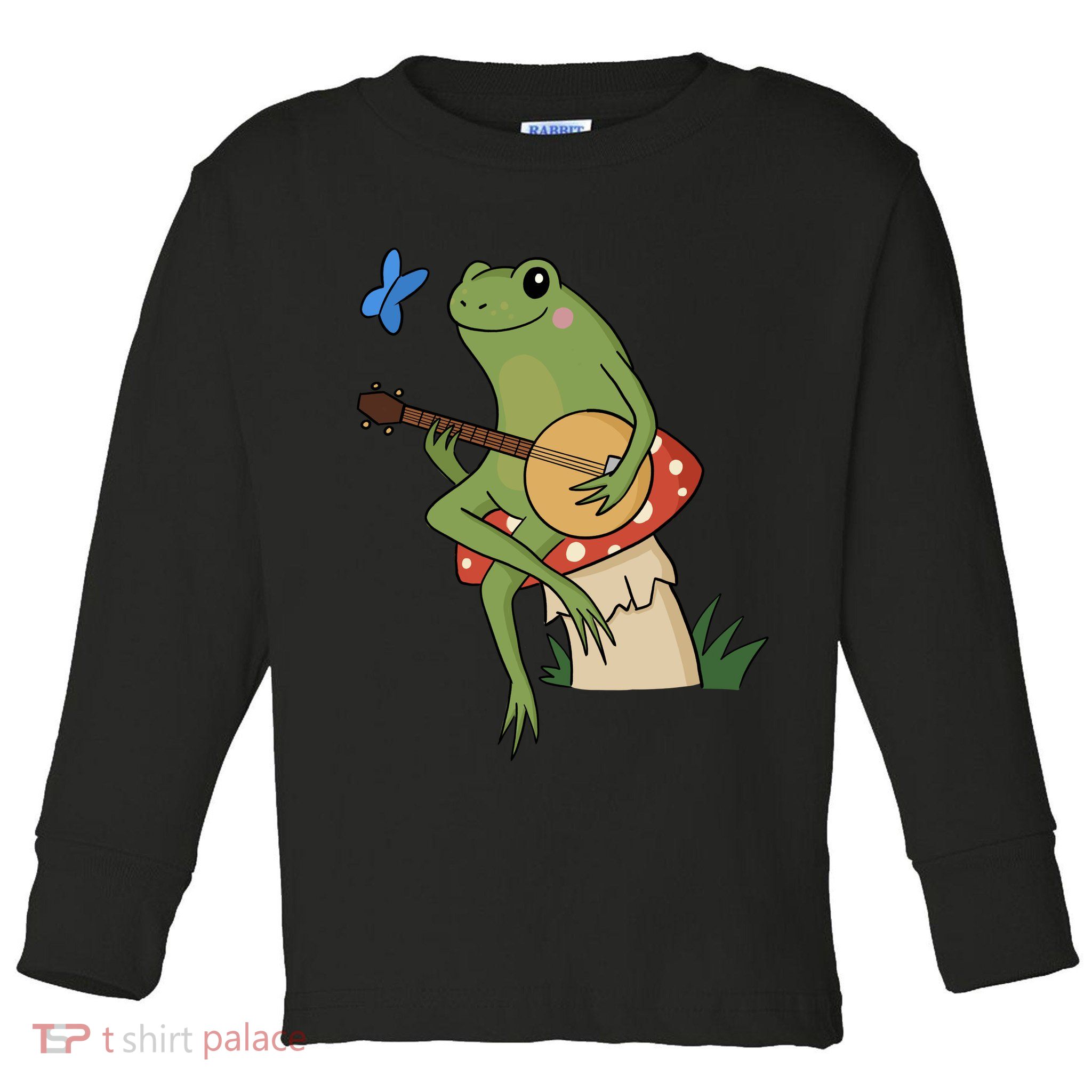 Cottagecore Aesthetic Frog Banjo Toddler Long Sleeve Shirt