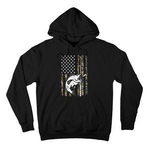 Camouflage American Flag Bass Fishing Gift Fisherman Hoodie