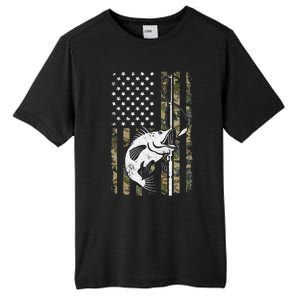 Camouflage American Flag Bass Fishing Gift Fisherman Tall Fusion ChromaSoft Performance T-Shirt