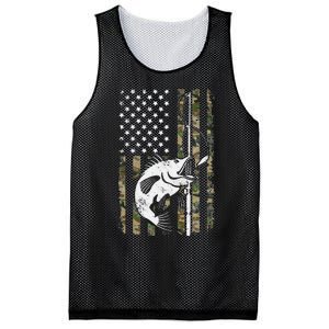 Camouflage American Flag Bass Fishing Gift Fisherman Mesh Reversible Basketball Jersey Tank