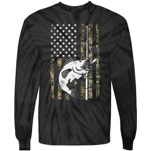 Camouflage American Flag Bass Fishing Gift Fisherman Tie-Dye Long Sleeve Shirt