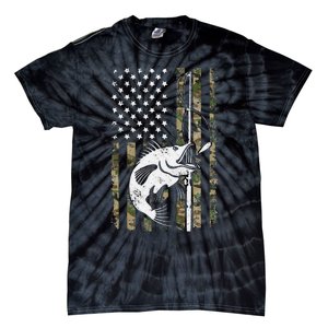 Camouflage American Flag Bass Fishing Gift Fisherman Tie-Dye T-Shirt